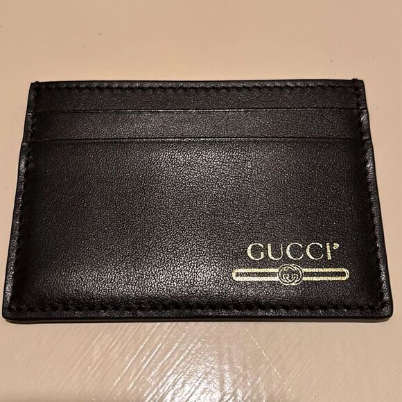 Gucci GG Mens Womens Card Holder Case Wallet Leather Black New Without Box - Picture 1 of 5